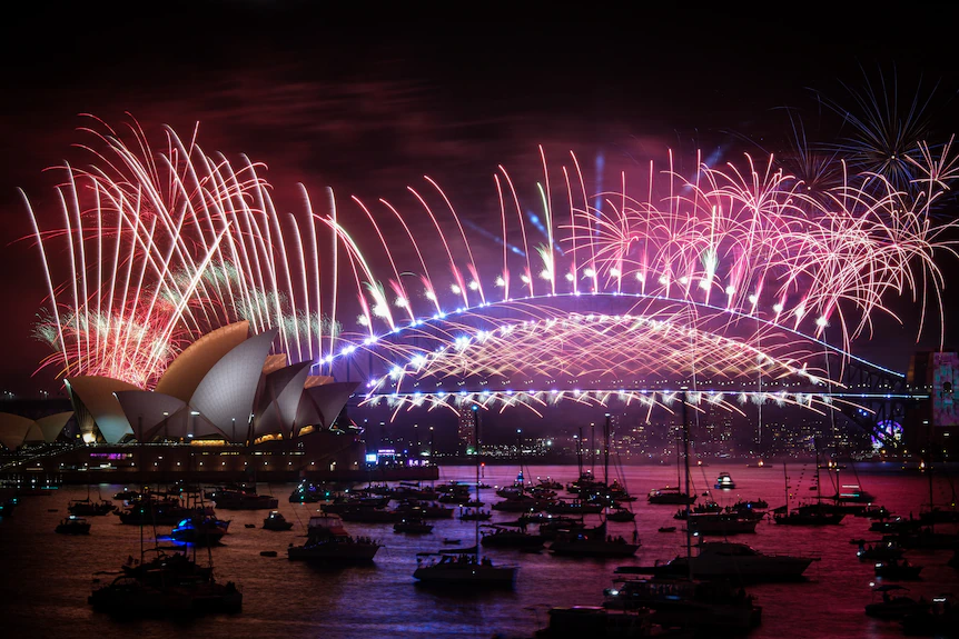 Fireworks display over Sydney Harbour Bridge
