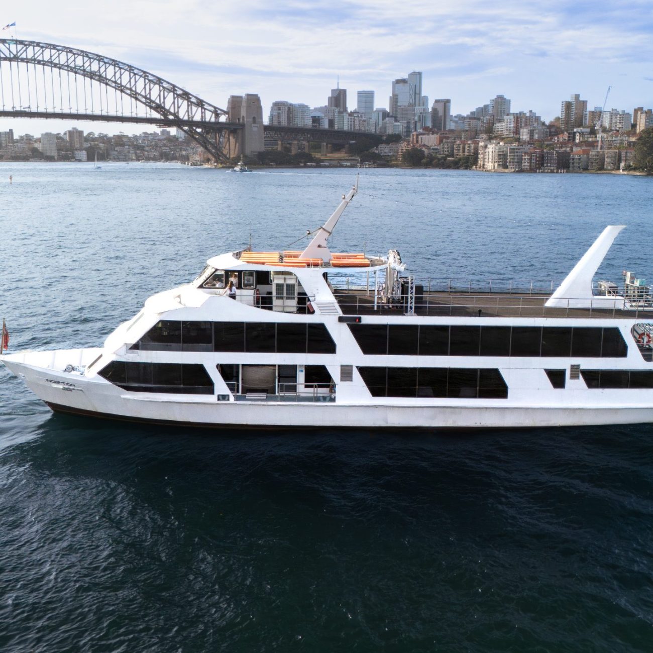 Luxury cruise boat near the Sydney Opera House