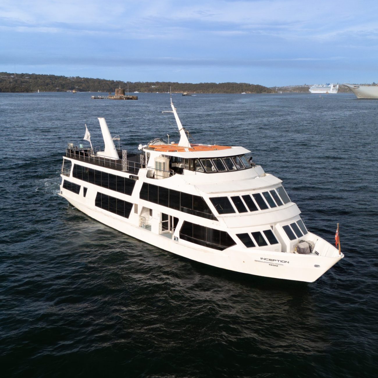 Luxury cruise boat sailing on Sydney Harbour