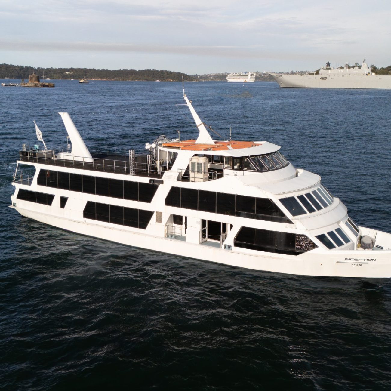Sydney Harbour cruise boat at sunset